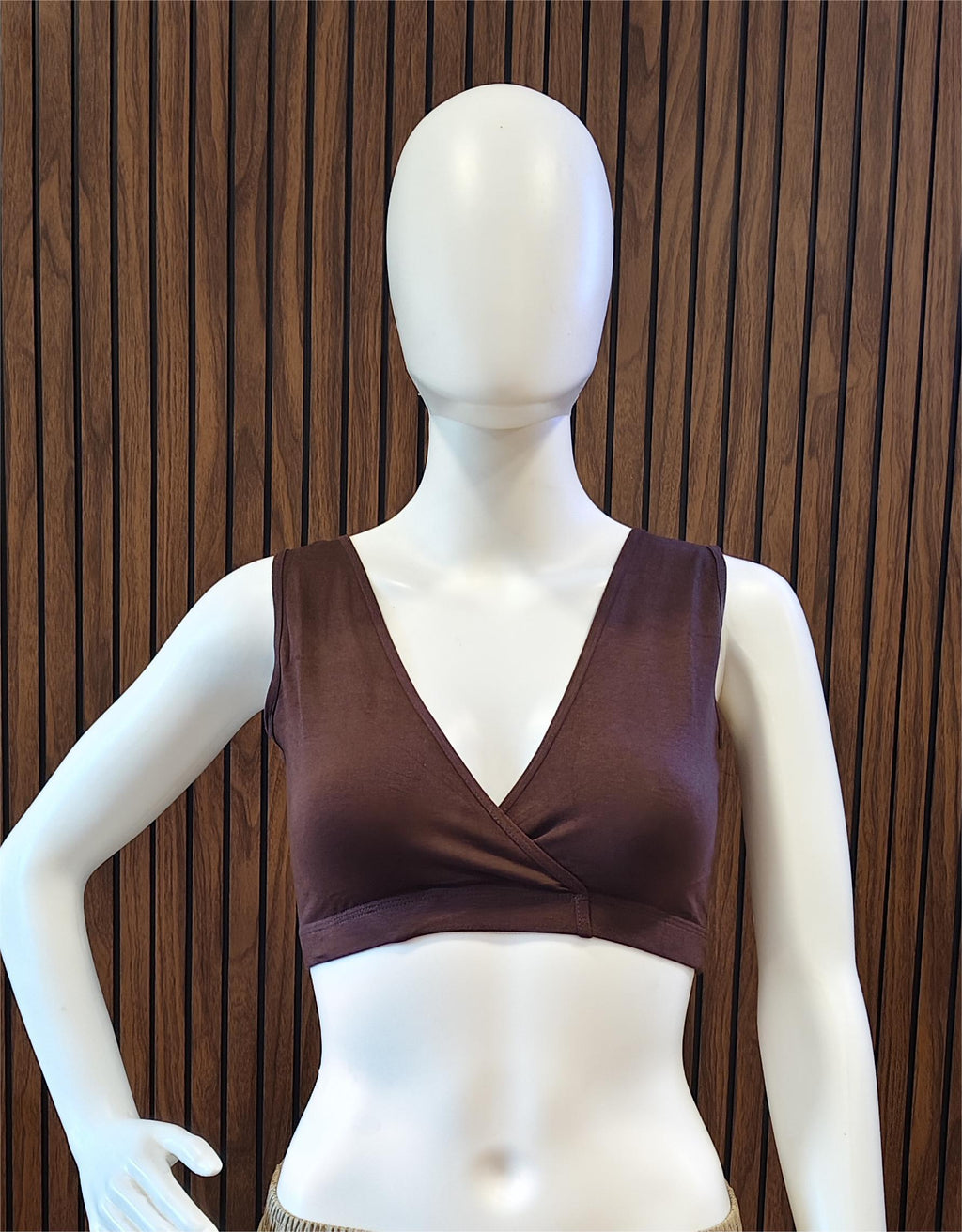 Brown Blue Comfort Fit Sleep Bra