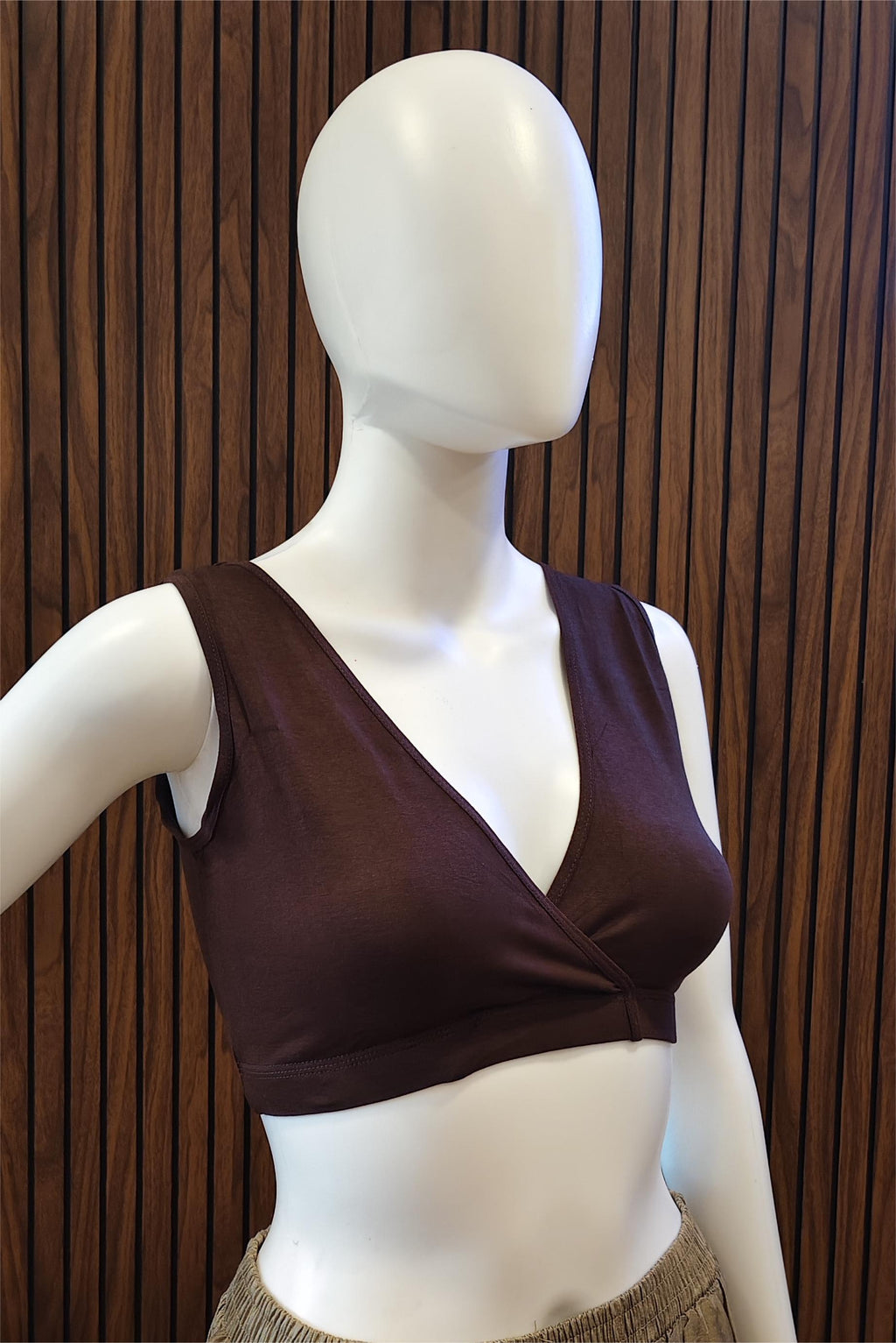 Brown Blue Comfort Fit Sleep Bra