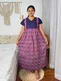 Feeding Navy Blue & Red Printed Maxi Nighty