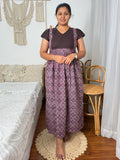 Feeding Brown & Maroon Printed Maxi Nighty