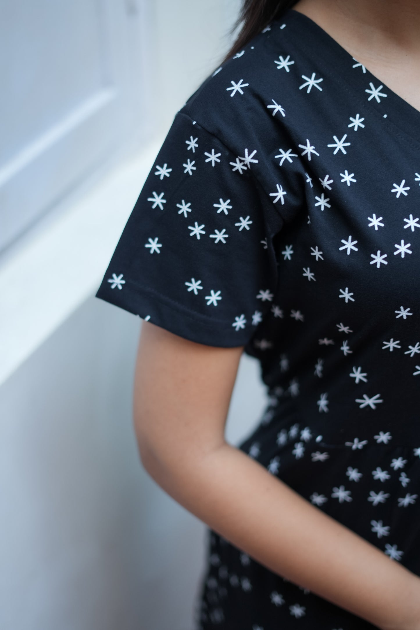 Black Printed Casual Cotton Dress