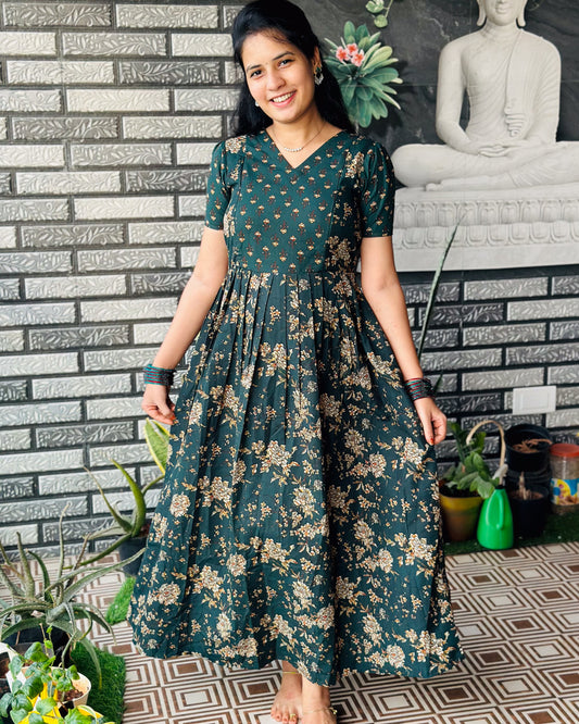 Women's Maxi Nighty – Full-Length Nightwear (Forest Green)