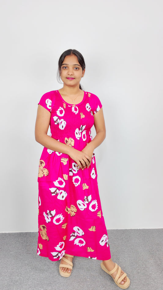 Rani Pink Floral Print Smoky Nighty for Women